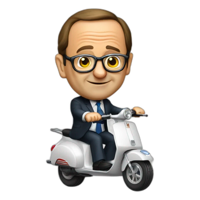 Francois hollande en scooter roue arrière sticker