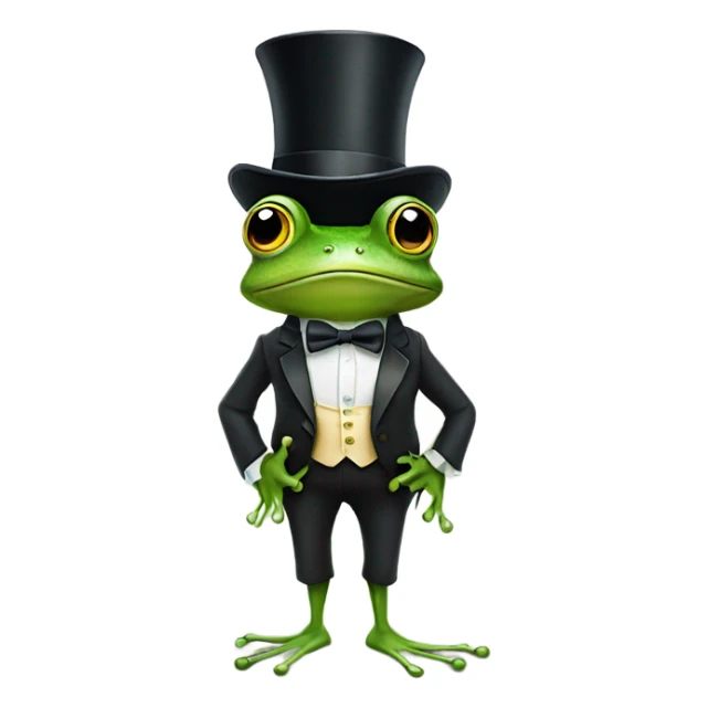 Frog wearing a top hat and bow tie standing on two legs sticker