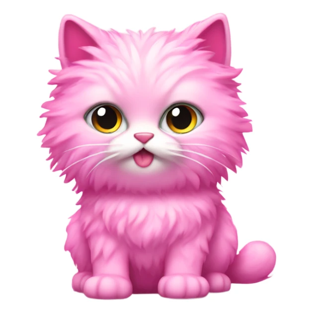 Pink full body female fluffy cat with glitter sticker