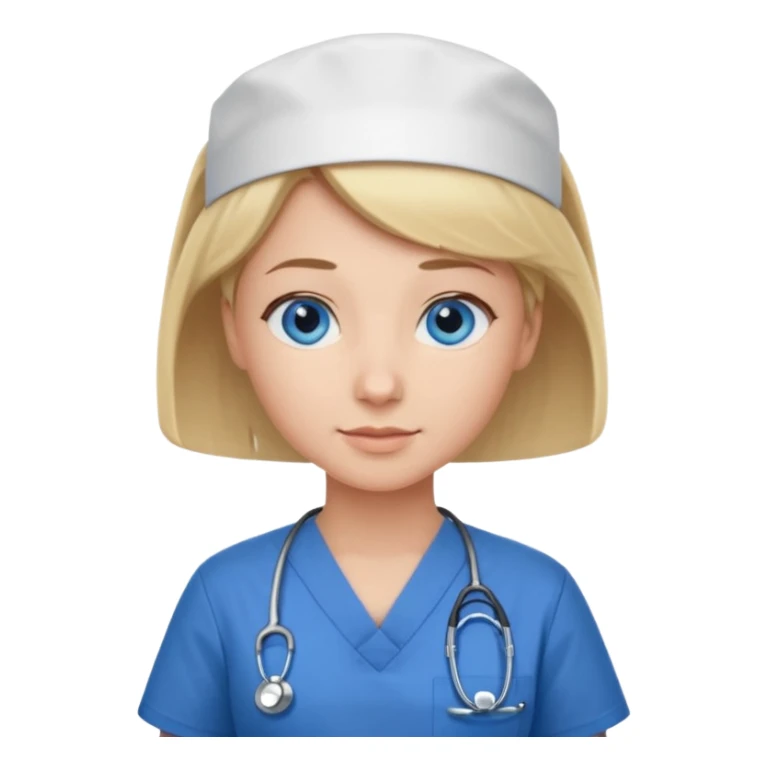 Nurse blue eyes short blond blue scrubs sticker
