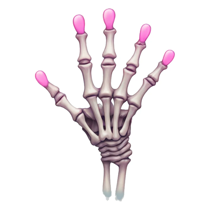 Skeleton hand w pink heart on middle finger sticker