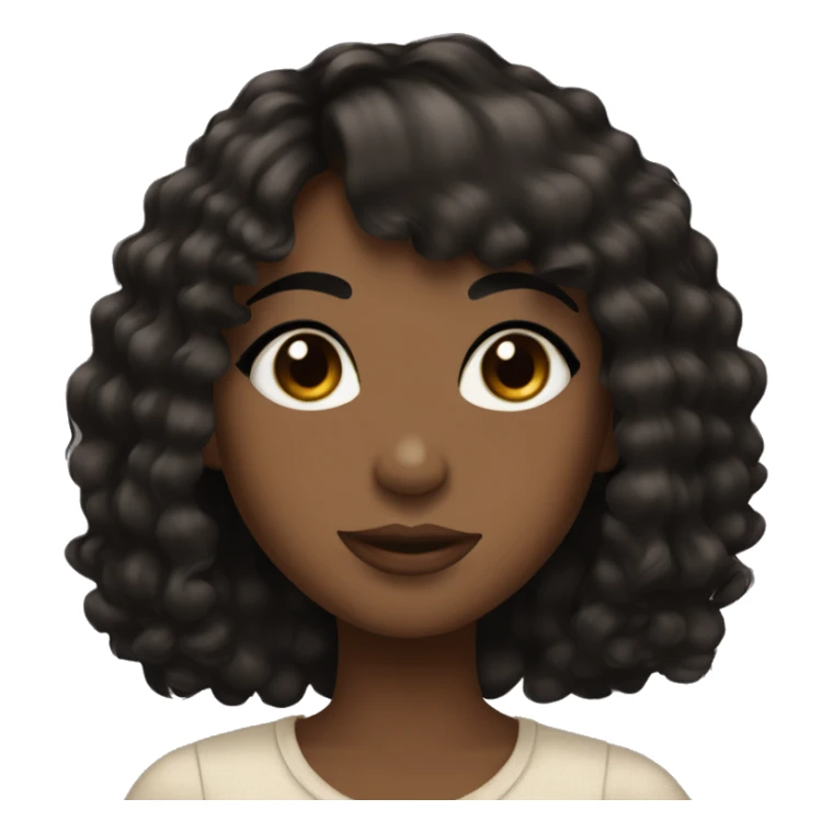 Pretty brown girl, with long lashes and black long hair with bangs sticker