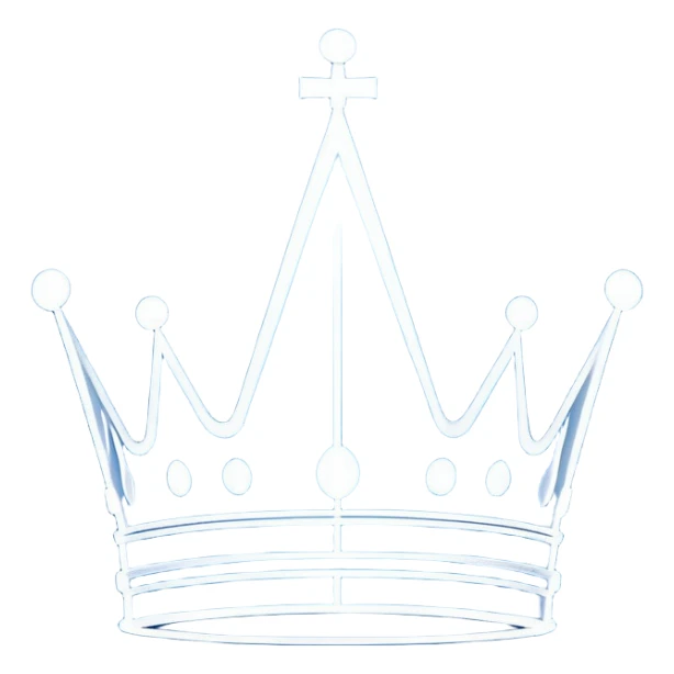 side view of a blue blueprint plan with minimal white lines and a simple crown drawing sticker