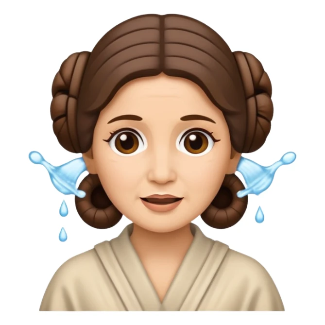 Princess Leia from Star Wars as an emoji, washing her face, happy, minimalistic emoji style sticker