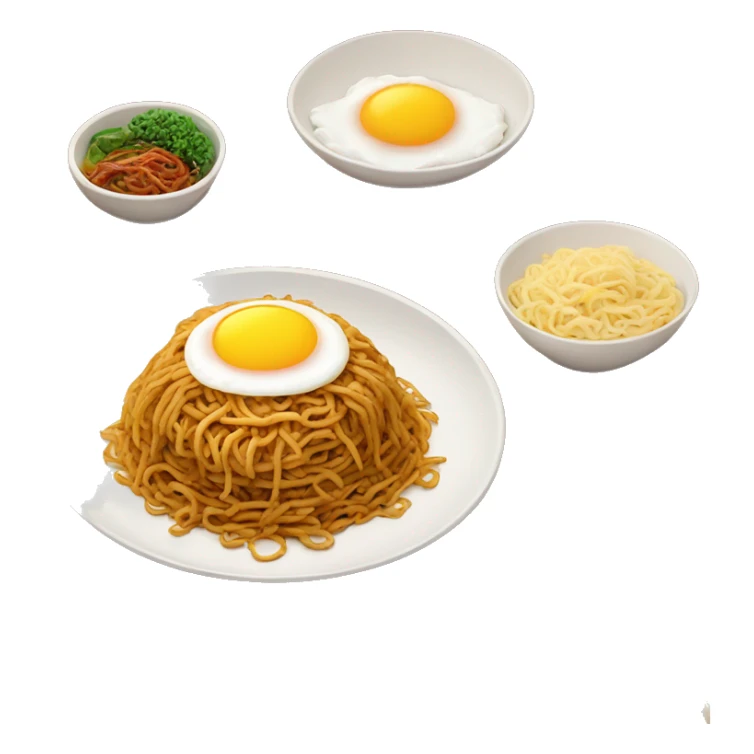 mie goreng with egg on a plate on the top of table sticker