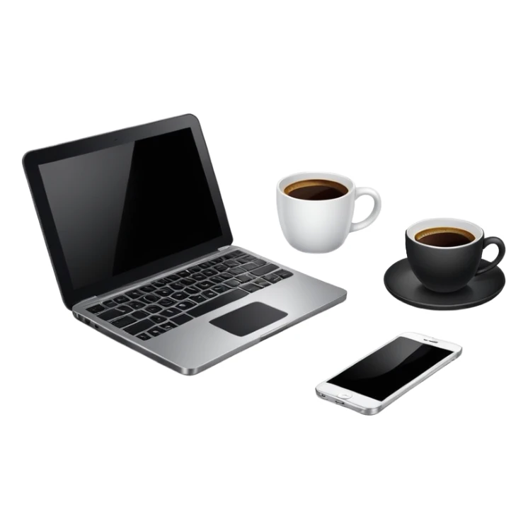 laptop with a coffee cup next to it sticker