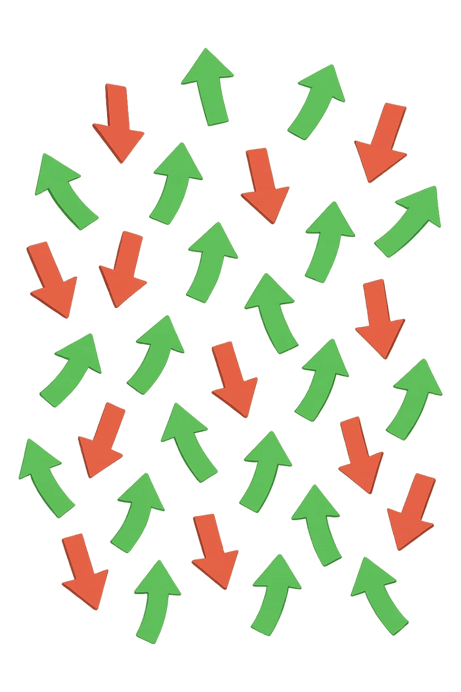 FRECCE ROSSE CHE SCENDONO E FRECCE VERDI CHE SALGONO, FLUTTUANO IN ARIA sticker