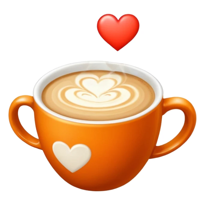 Coffee latte art in a clean orange-color mug sticker
