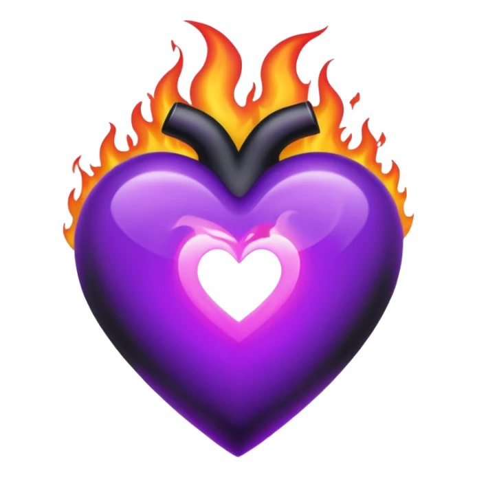 heart with black and purple flames sticker