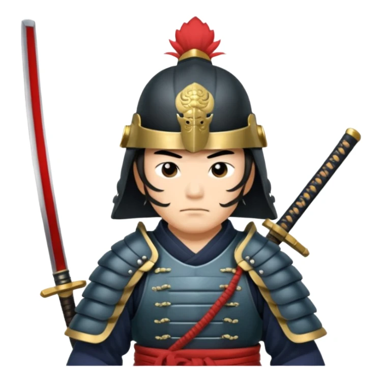 samurai lord, Armored noble with katana at side, kabuto helmet, stern posture. sticker