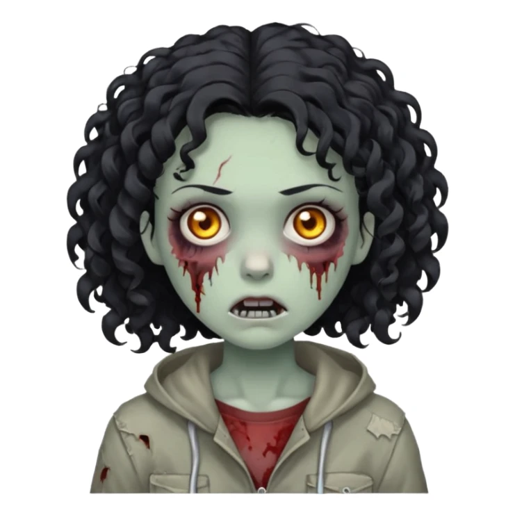 garota zumbi com cabelo cacheado preto sticker