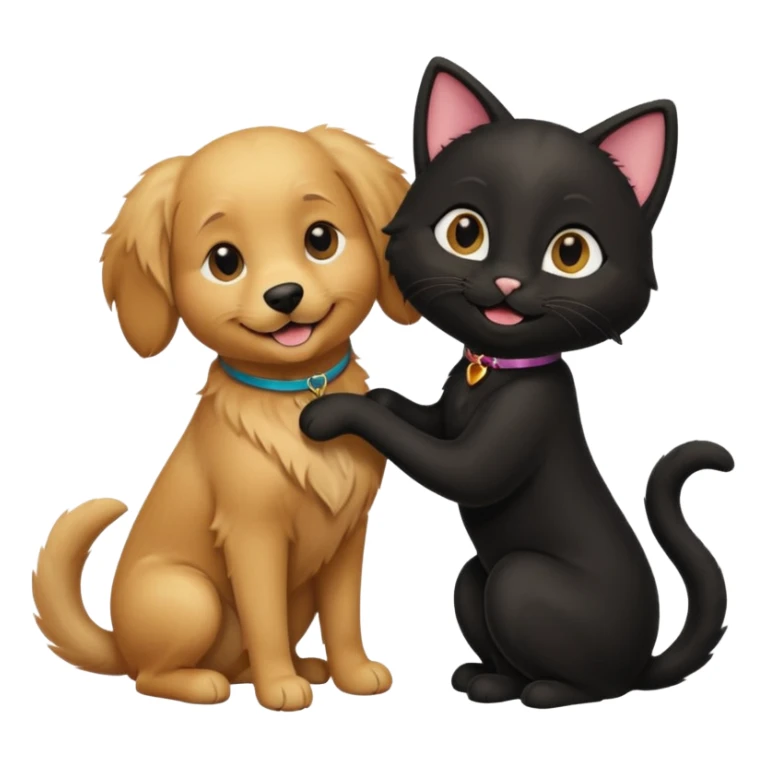 1 golden retriever and 1 black cat romancing sticker