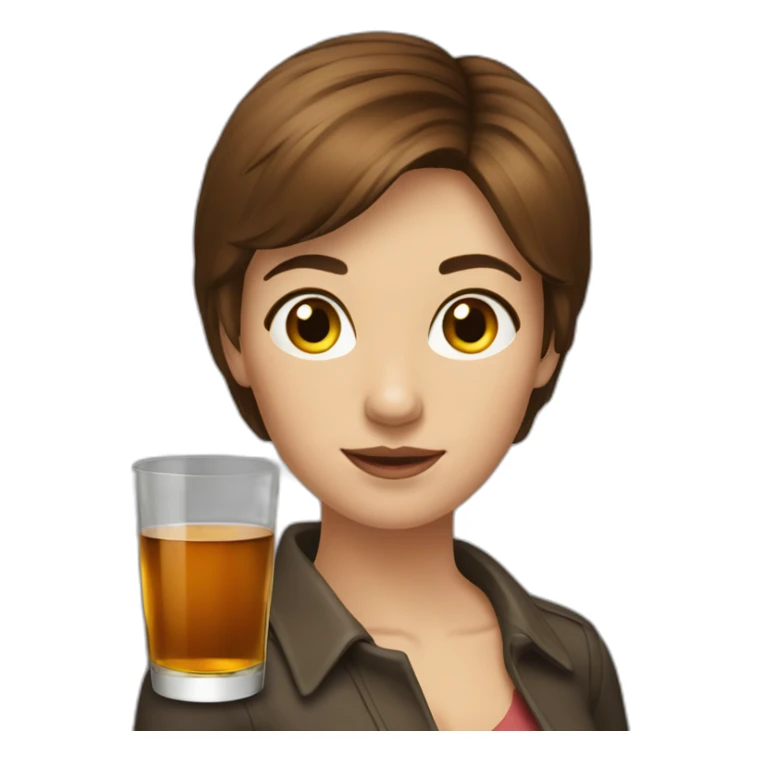 Woman short brown hair drink whisky sticker