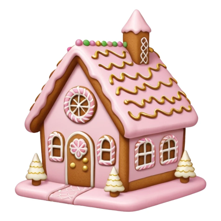 light pink and gold and white gingerbread house sticker