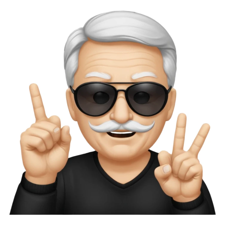 Some white old guy with a mask on and black shades with it also holding up the middle fingers sticker