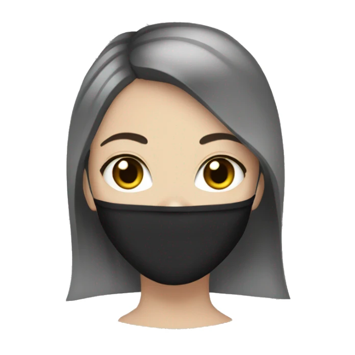 white girl with black hair with face mask sticker