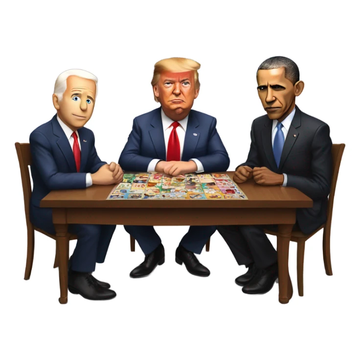 Trump, Biden, and Obama playing a game together. sticker