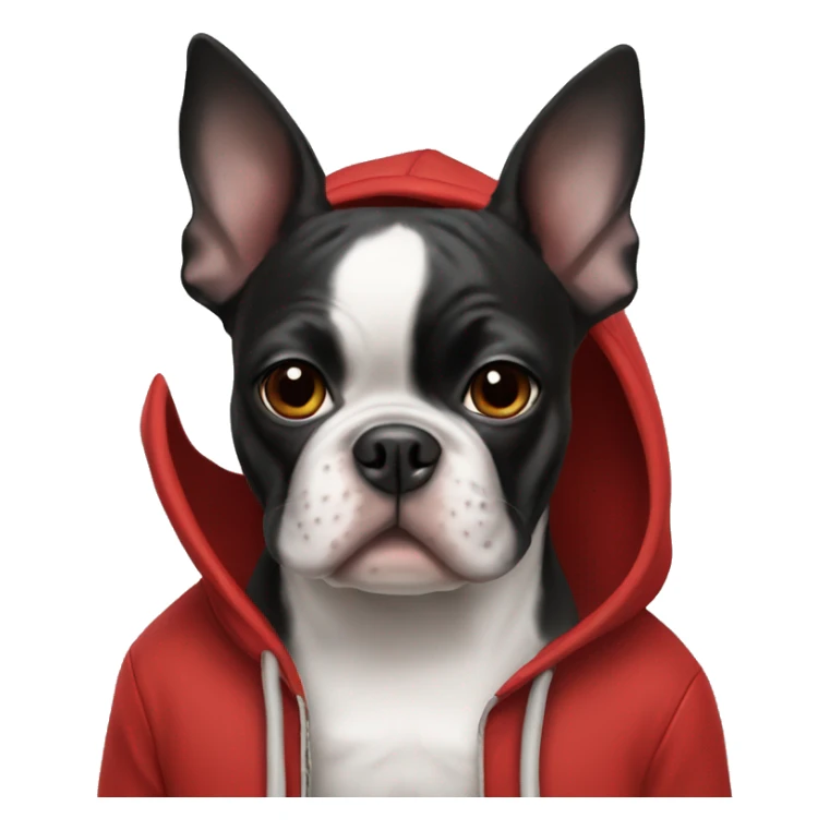 boston terrier wearing red hoodie sticker
