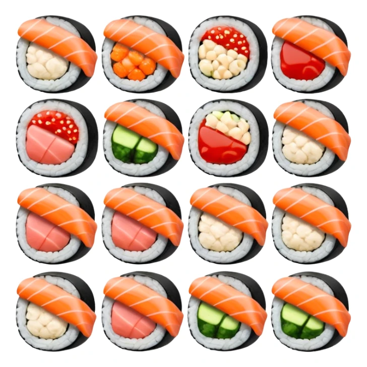 Sushi rolls with sauce restaurant style  sticker