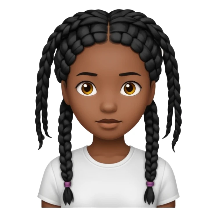 dark, black girl with black braids sticker