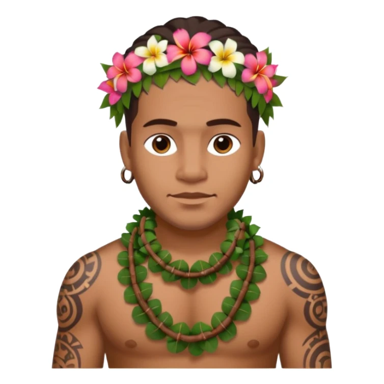 Hawaiian Polynesian male with tribal tattoo sleeve sticker