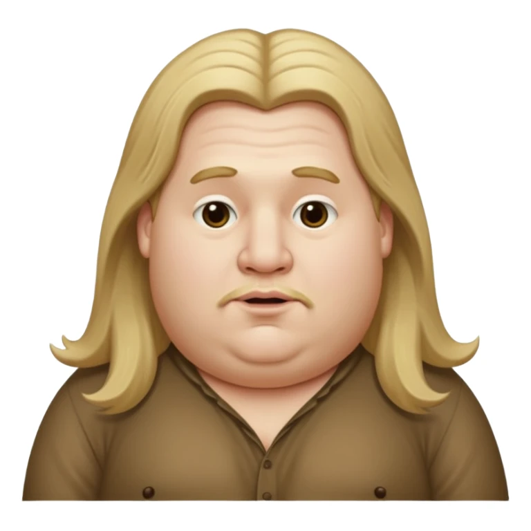 white boy fat with long dirty blond hair with big lips and long nose with super fat neck and big ears with long arms and fat body  sticker