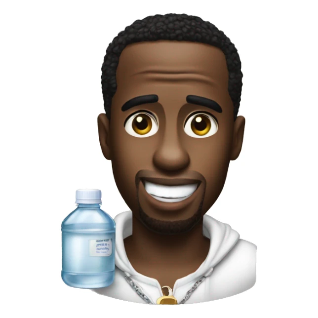 P Diddy holding a bottle of baby oil sticker