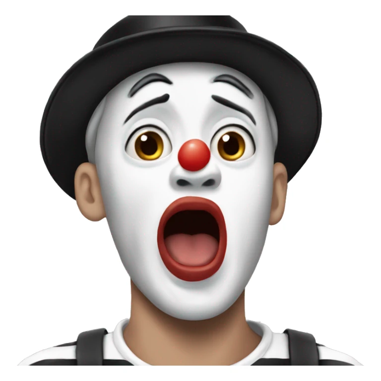 photorealistic The French Mime is in shocked sticker