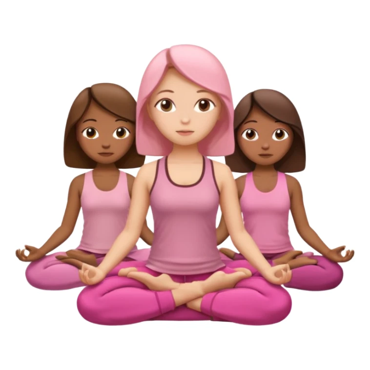3 girls meditating dressing pink and brown clothers sticker