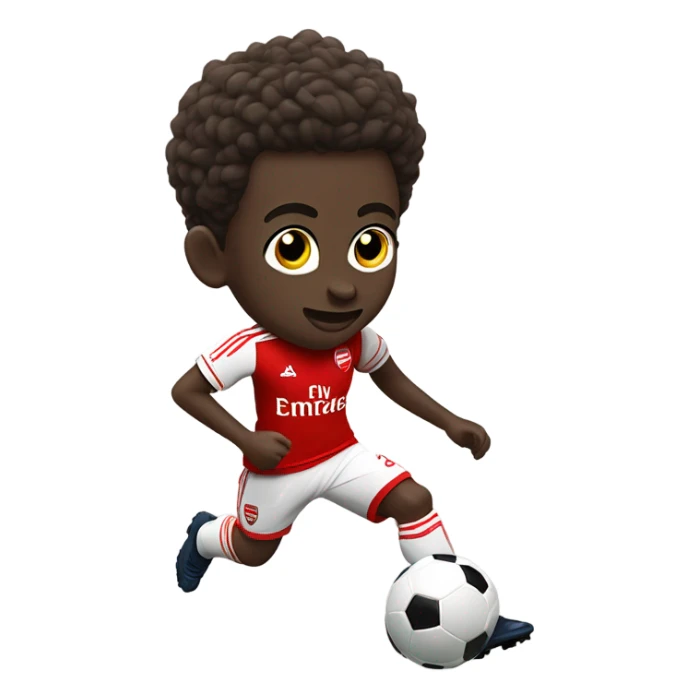 Cute, dribbling Bukayo Saka with red arsenal uniform sticker