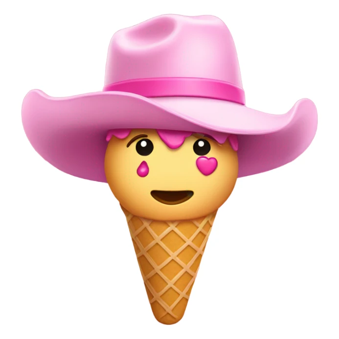 Ice cream with pink cowgirl hat sticker