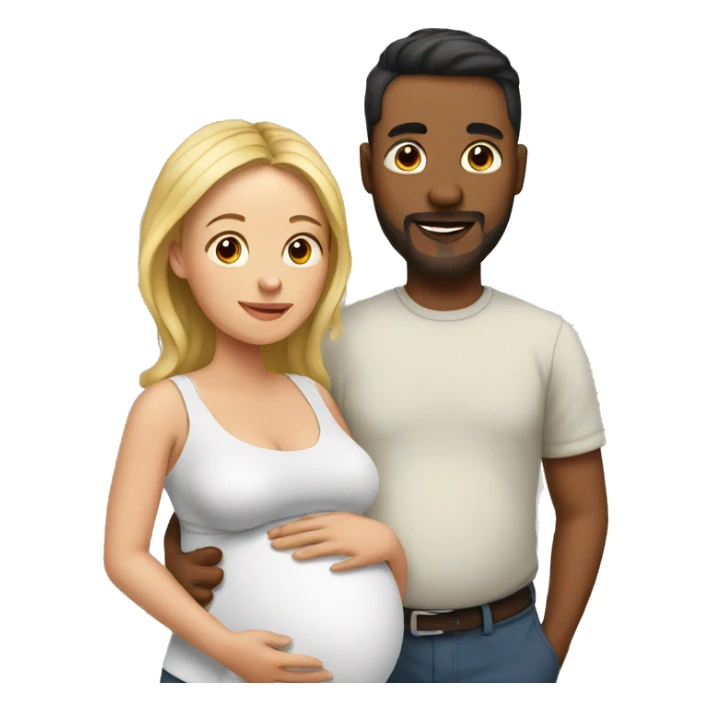 A pregnant woman with her husband  sticker