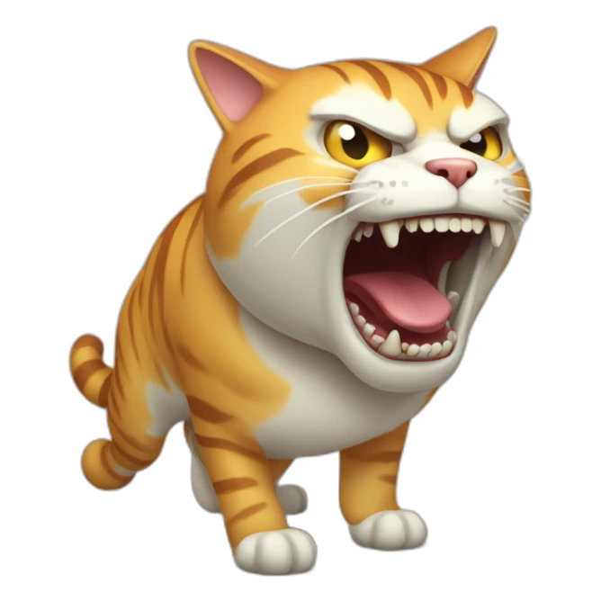 big fat cat screaming in terror body skull sticker