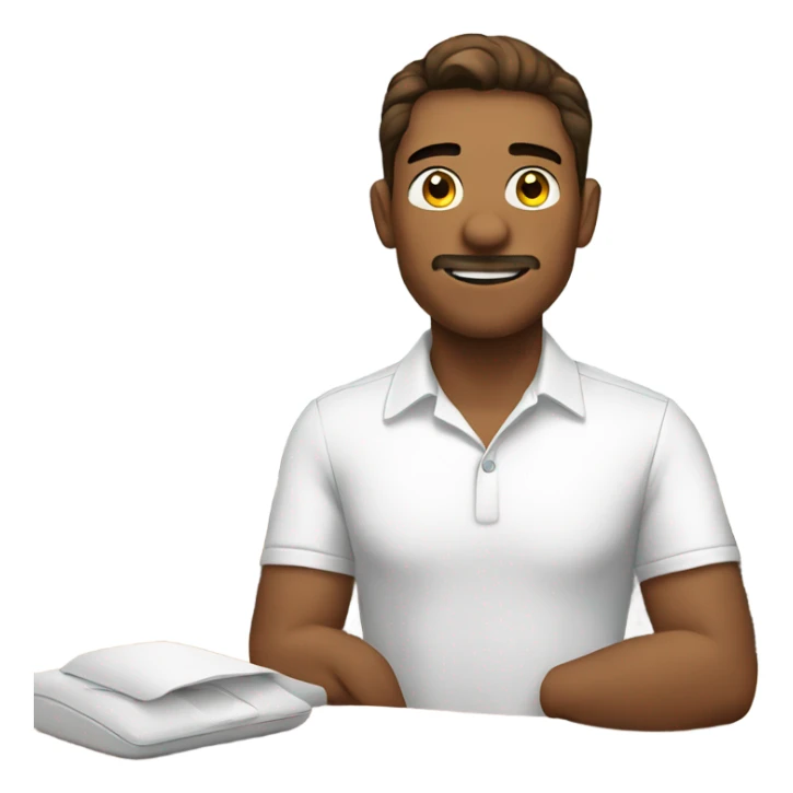 male in white shirt indoors sticker