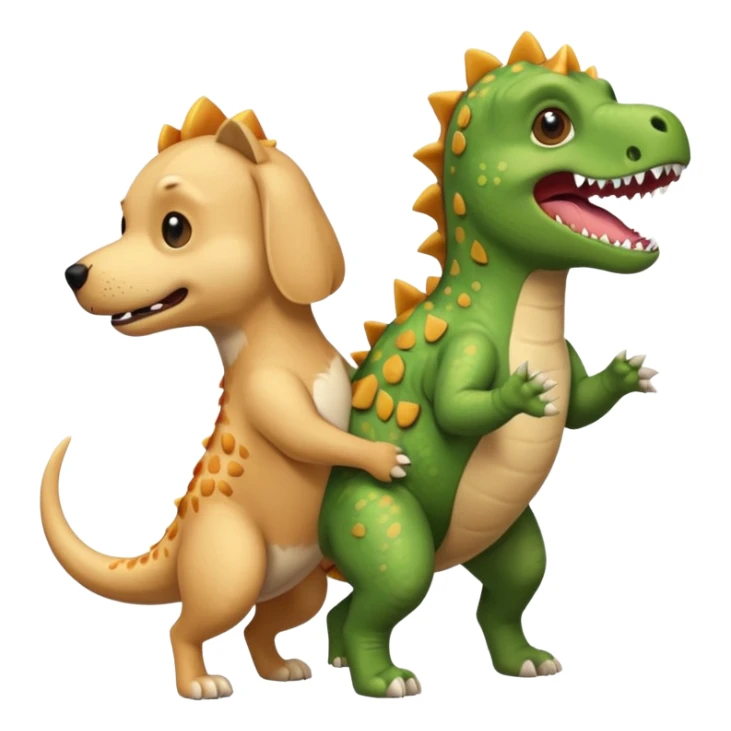 a golden retriever with a dinosaur costume thats killing a chihuahua thats in a dinosuar costume sticker