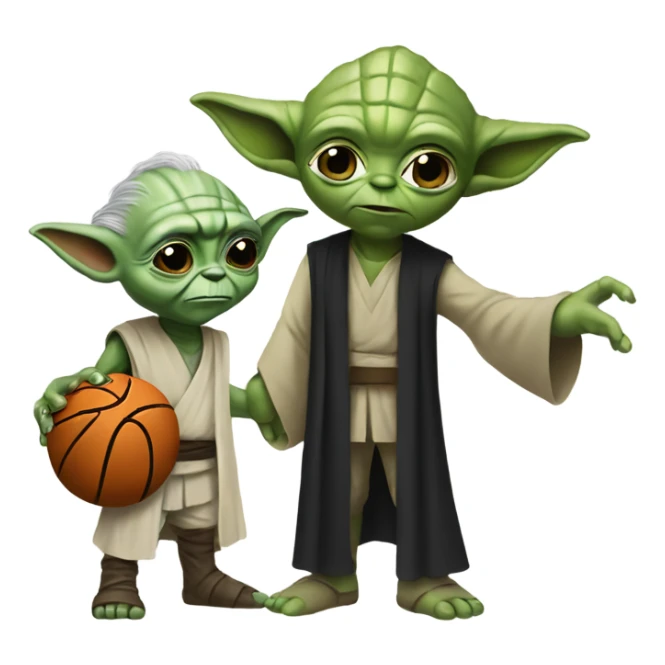 Yoda and darth playing basketball sticker