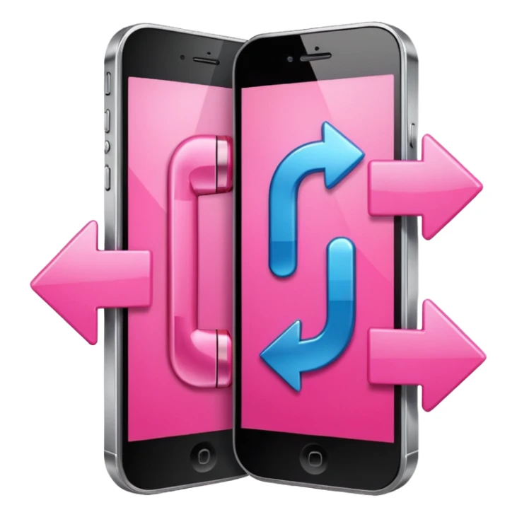 two pink cellphones switching with each other shown by arrows sticker
