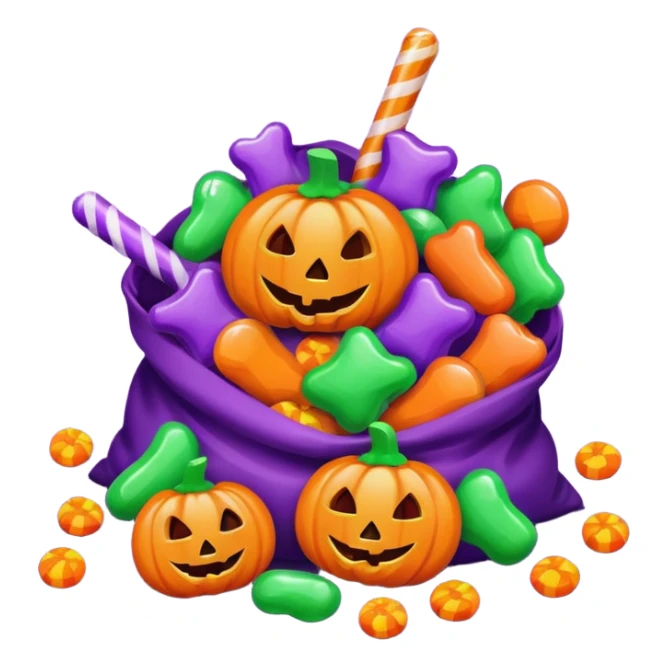 Halloween candies and candy bags, no pumpkin image sticker
