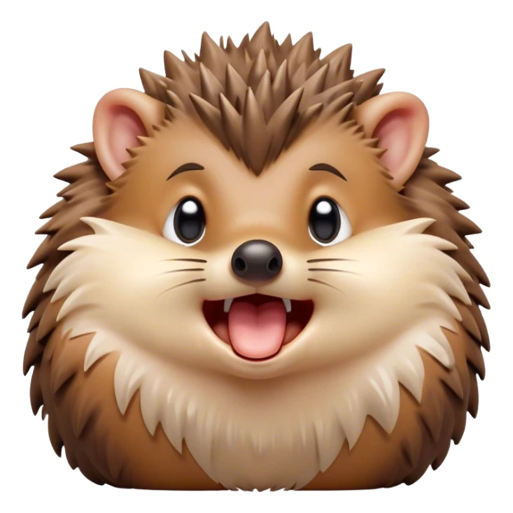 Cinematic Cute Yawning Hedgehog Portrait Emoji, Head tilted slightly with a dramatic, wide-open yawn, showcasing a soft, downy brown Fur with tiny, droopy ears and eyes barely open in drowsy contentment, Simplified yet irresistibly adorable features, highly detailed, glowing with a soft, cozy glow, high shine, relaxed yet expressive, stylized with a touch of natural whimsy, bright and endearing, soft glowing outline, capturing the essence of a sleepy yet affectionate hedgehog, so drowsy it feels like it could curl up out of the screen for a nap! sticker