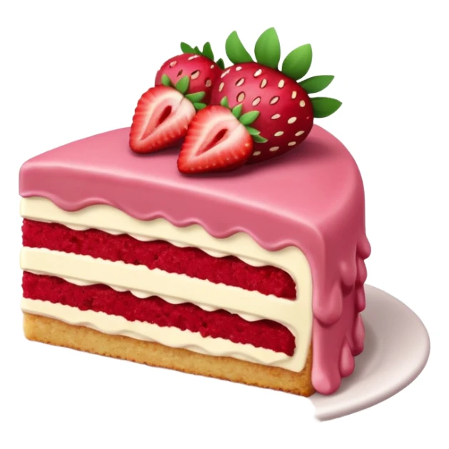 A slice of strawberry cake, burgundy color sticker