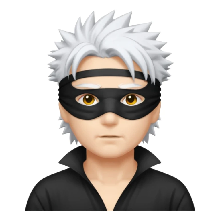 a white egg with a gojo blind fold and spiky white hir sticker