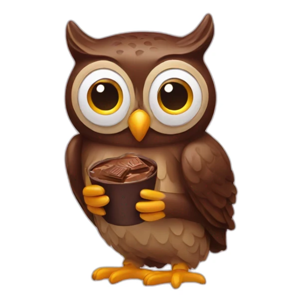 Owl eating chocolate sticker