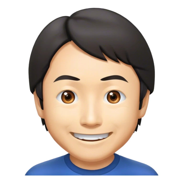 ​Cinematic Realistic Portrait of a Smiling Shigeru Miyamoto, depicted with warm, approachable features, showing a giant smile with expressive eyes, set against a subtle backdrop, inviting lighting that captures his innovative spirit sticker