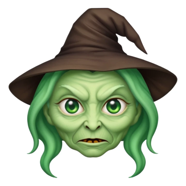 Creat an emoji of an evil monster Witch with Green eyes sticker