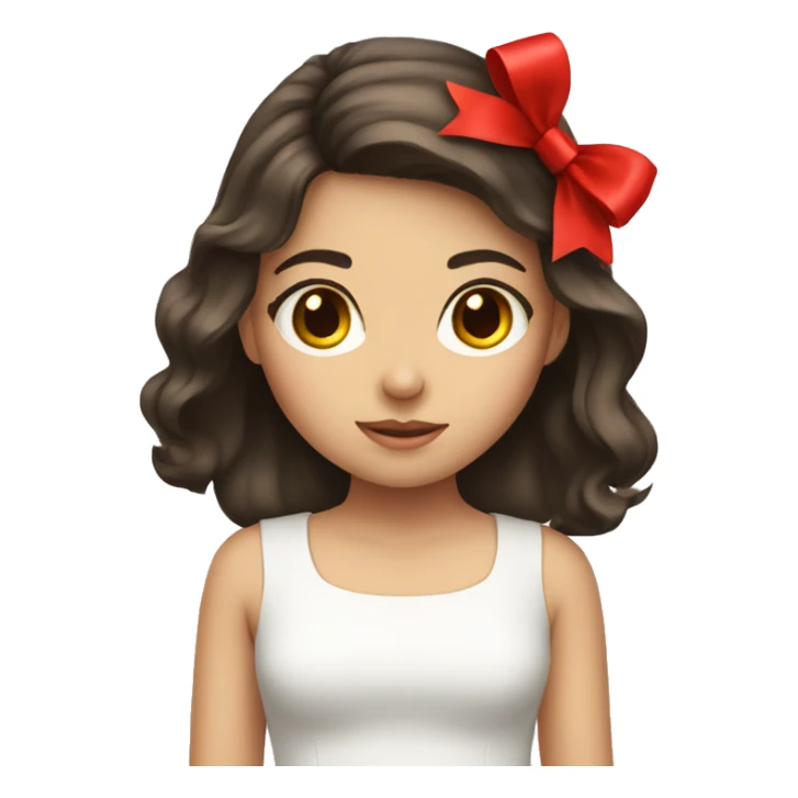 Brunette girl with red bow  sticker
