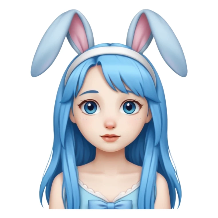 Alt Girl (long blue hair) wearing bunny ear headband sticker