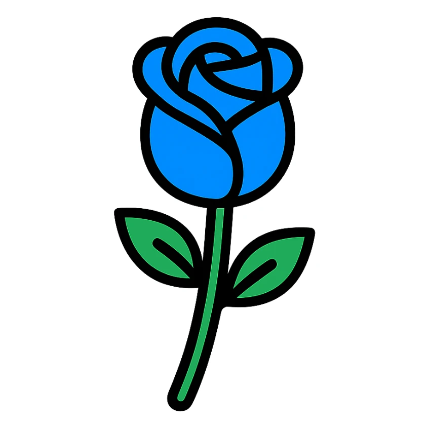 blue rose, color outline icon sticker