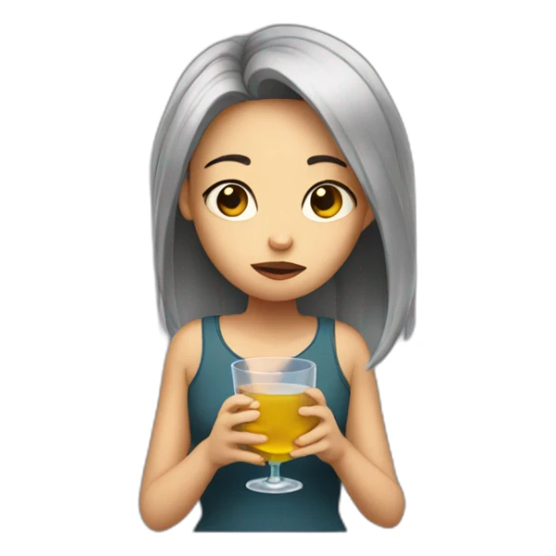 sad girl holds a glass in her hand sticker
