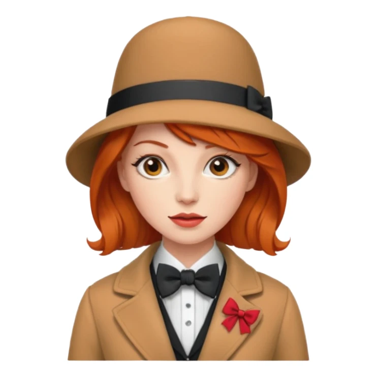 Bow Ties, Coats, and hat, lady, modern, red head. sticker