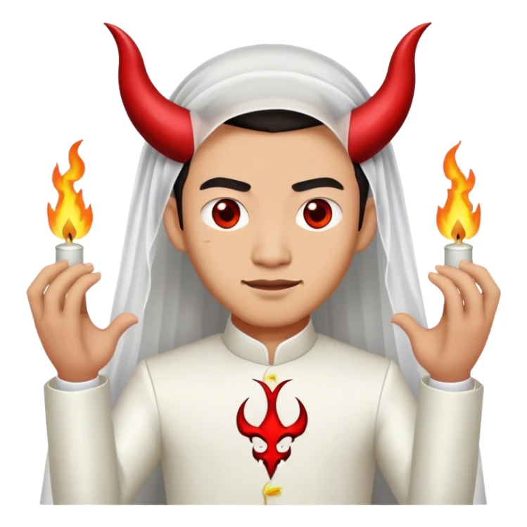 an asian male bride with the face of devil in wedding dress sticker